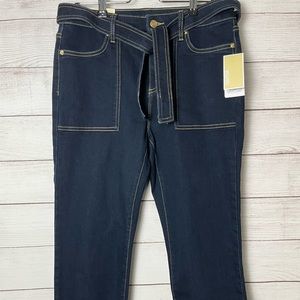 NWT Michael Kors Selma Straight Leg Belted Denim Jeans Women’s 10